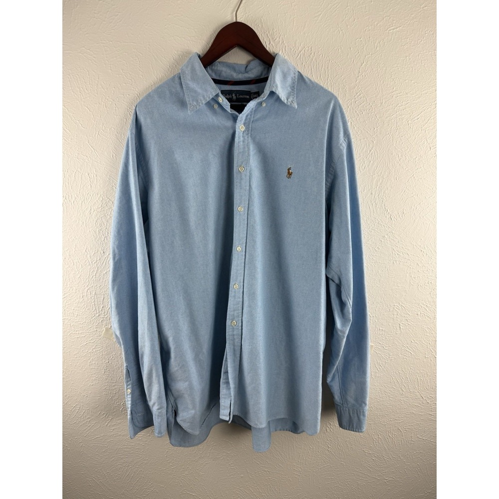 Ralph Lauren Shirt Mens Sz 2XL Blue Classic Fit Button Down